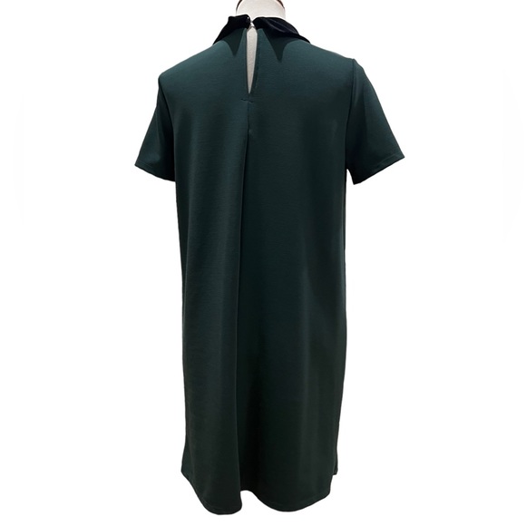 Zara Trafaluc Embroidered Peter Pan collar short sleeve green dress Sz M - Picture 3 of 11